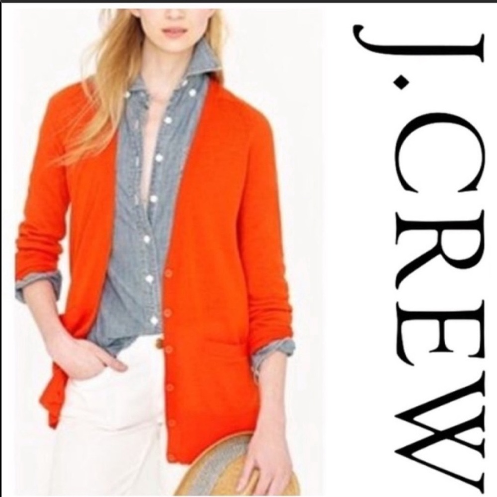 J. CREW Long Orange Cardigan Size S